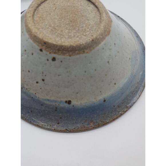 Signed Studio Art Pottery Bowl Salt Glaze Blue Speckled - Picture 6 of 7